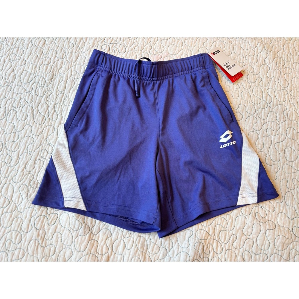 Lotto Boys Soccer Shorts Purple White Mesh Side Panels Size Small